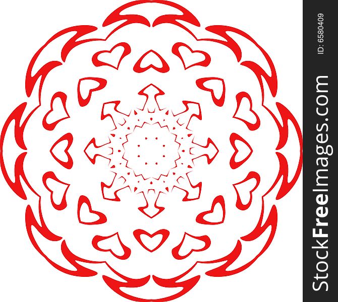 Decorative vector snowflake of red color