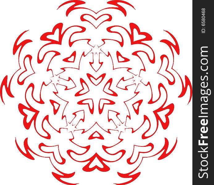 Decorative vector snowflake of red color