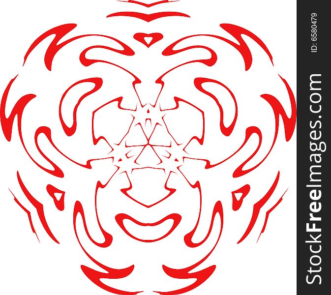 Decorative vector snowflake of red color