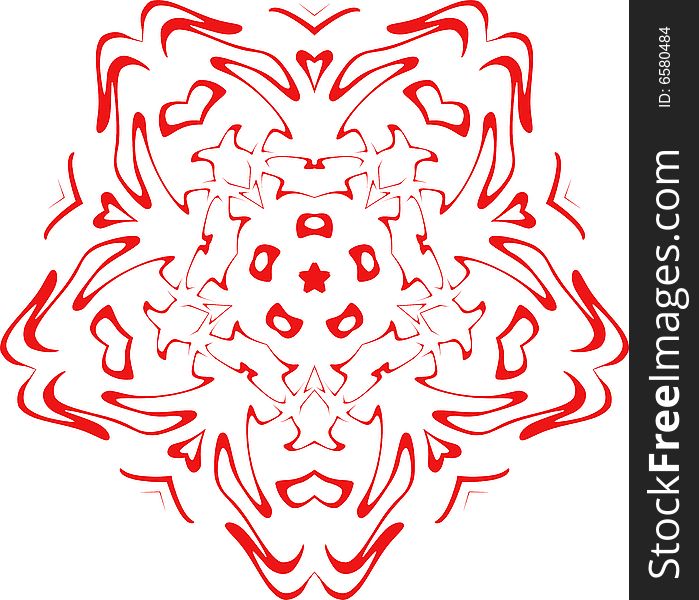 Decorative snowflake of red color