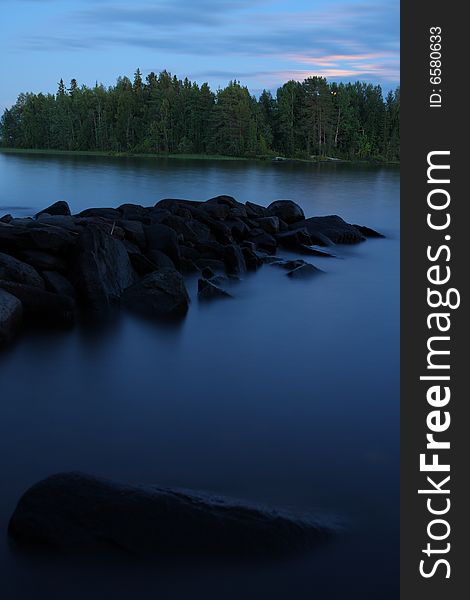 Lake in Finland in the evening light. Lake in Finland in the evening light