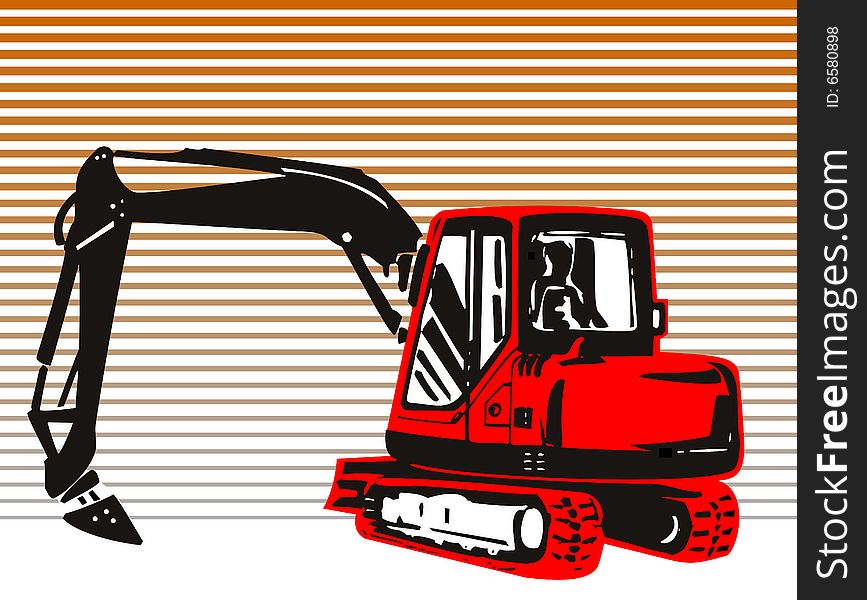 Vector art of a mechanical digger at work. Vector art of a mechanical digger at work