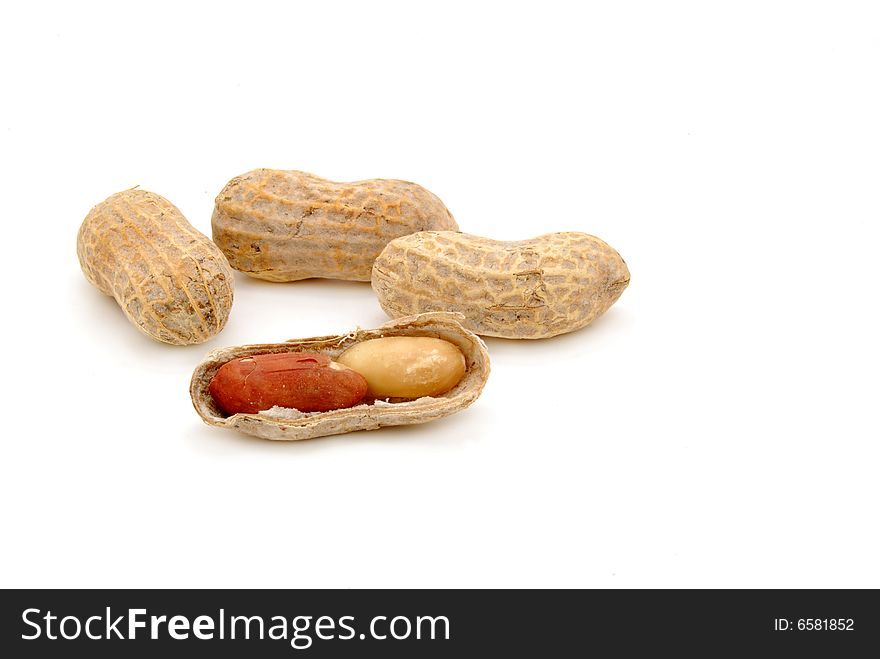 Shell peanuts on white background. Shell peanuts on white background
