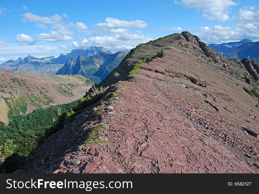 Moutain peak with red color in Rockies