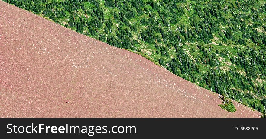 Contrast of trees and rocks on Carthew-Alderson Trail in Waterton National Park Alberta Canada