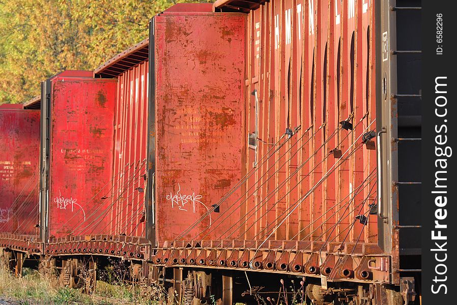 Abandoned railroad cars tagged by the same person in several places. Abandoned railroad cars tagged by the same person in several places.