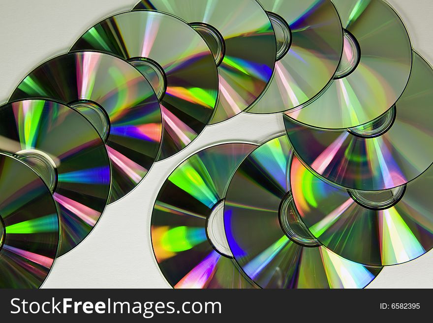 CD's arranged in a wave formation