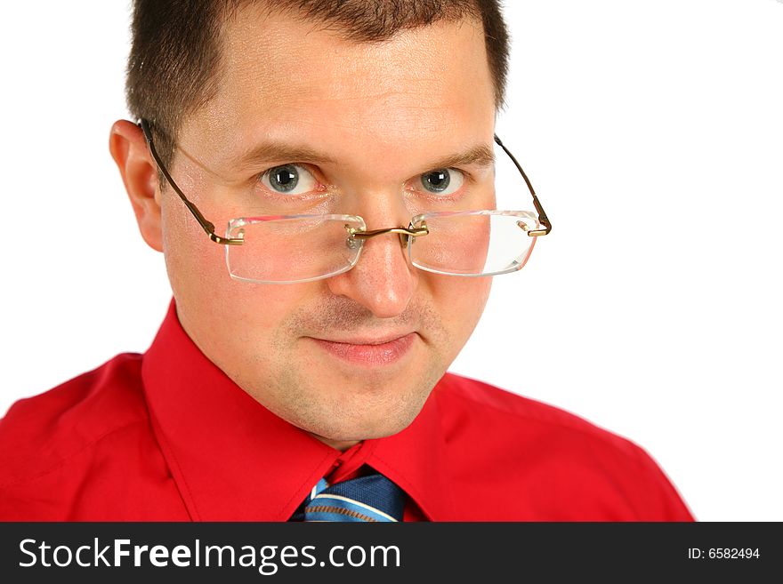 Portrait Of Businessman In Red Shirt