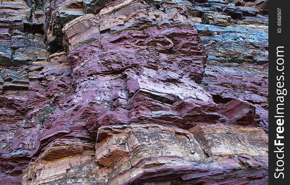 Colorful rocks seen from Carthew-Alderson Trail in Waterton National Park Alberta Canada