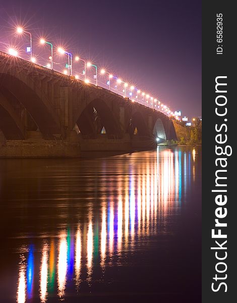 Kommunal Bridge at night.
Krasnoyarsk, Sibegia, Russia.