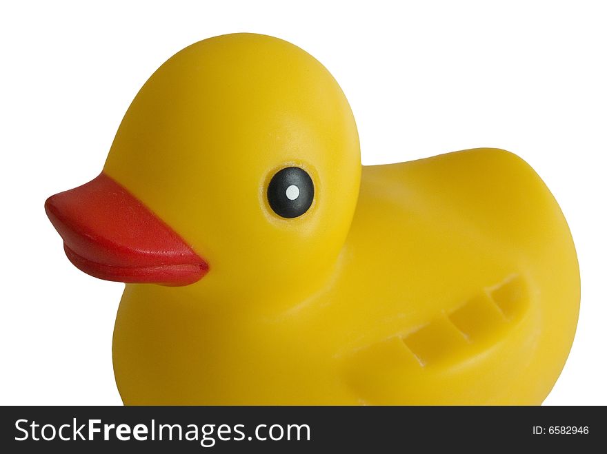 Children's duck toy, quack-quack, white background. Children's duck toy, quack-quack, white background