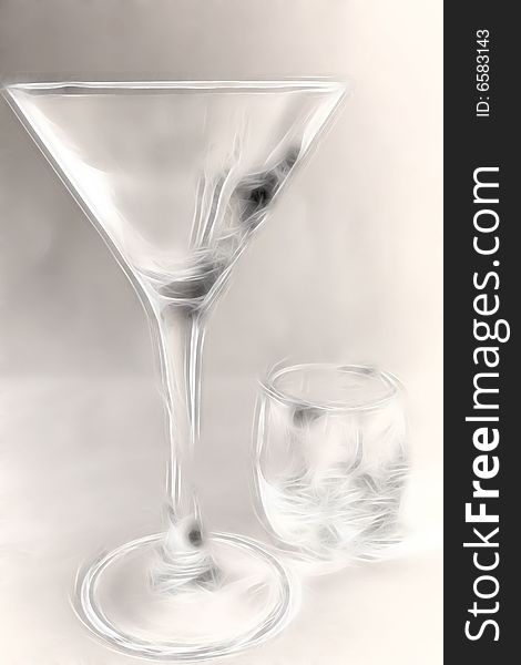 Abstract scene of the glass liquor-glass and lemon