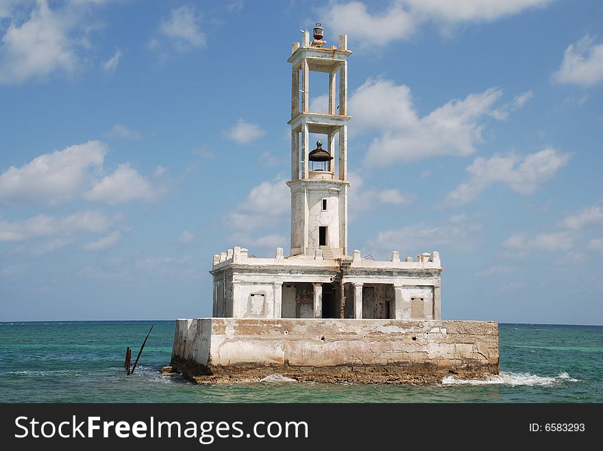 Light house in the sea. Light house in the sea