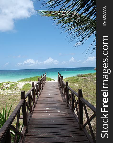 Wooden catwalk that leads to the beach. Wooden catwalk that leads to the beach