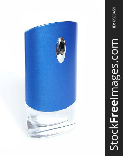 Blue perfume isolated on white