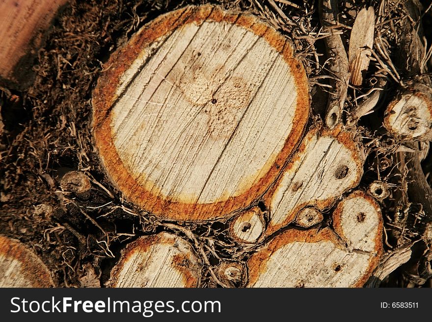 Close up of logs for background