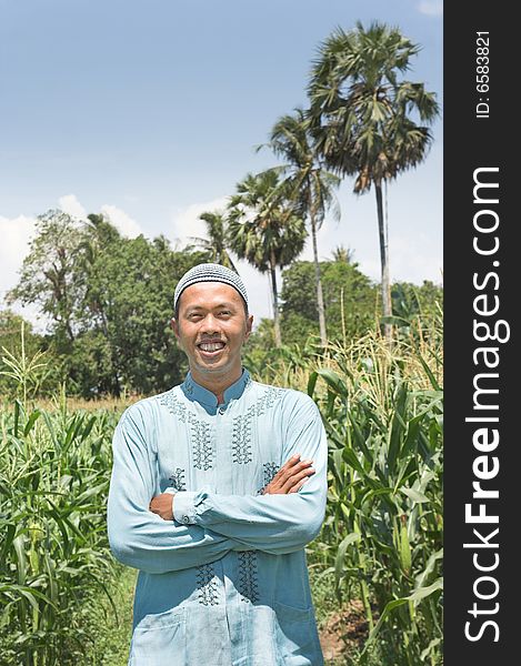 Farm owner in muslim casual dress