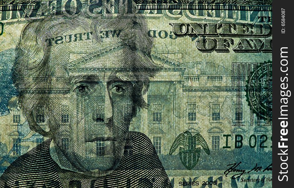 Macro picture of portrait of president on twenty dollar banknote. Macro picture of portrait of president on twenty dollar banknote.
