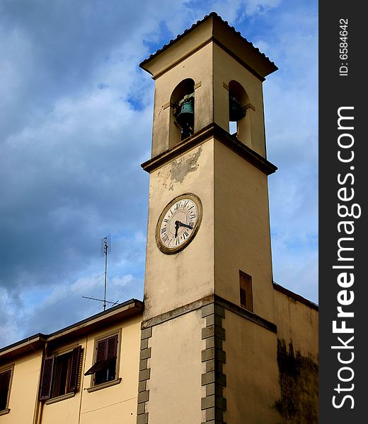 Image of an old bell tower in Tuscany