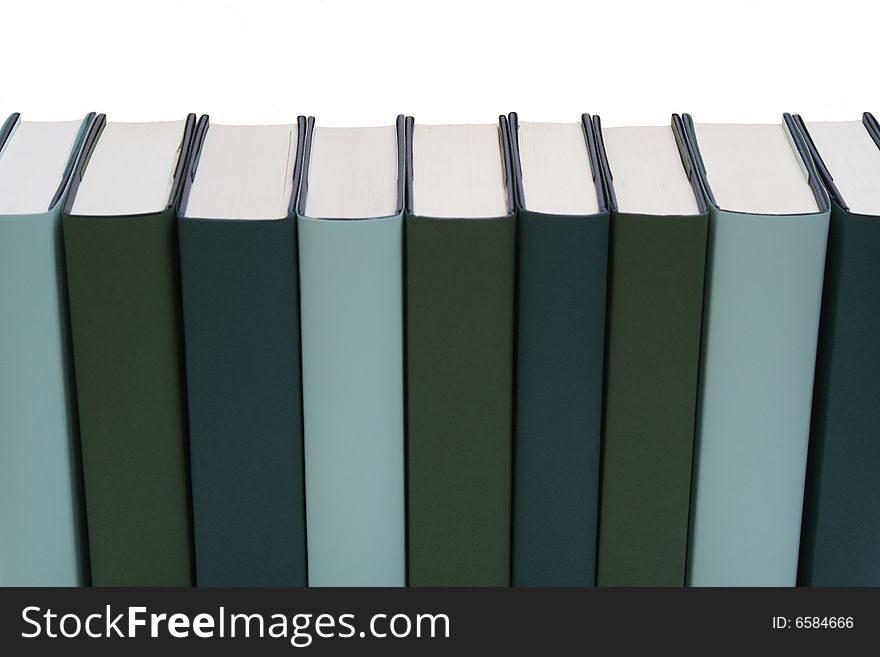 Row of books isolated on a white background