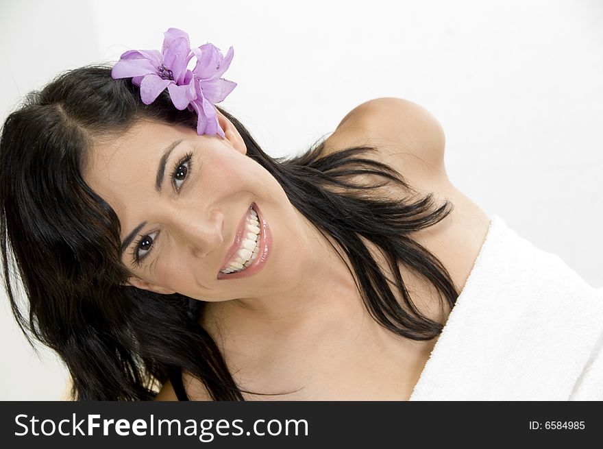 The close up of young smiling woman