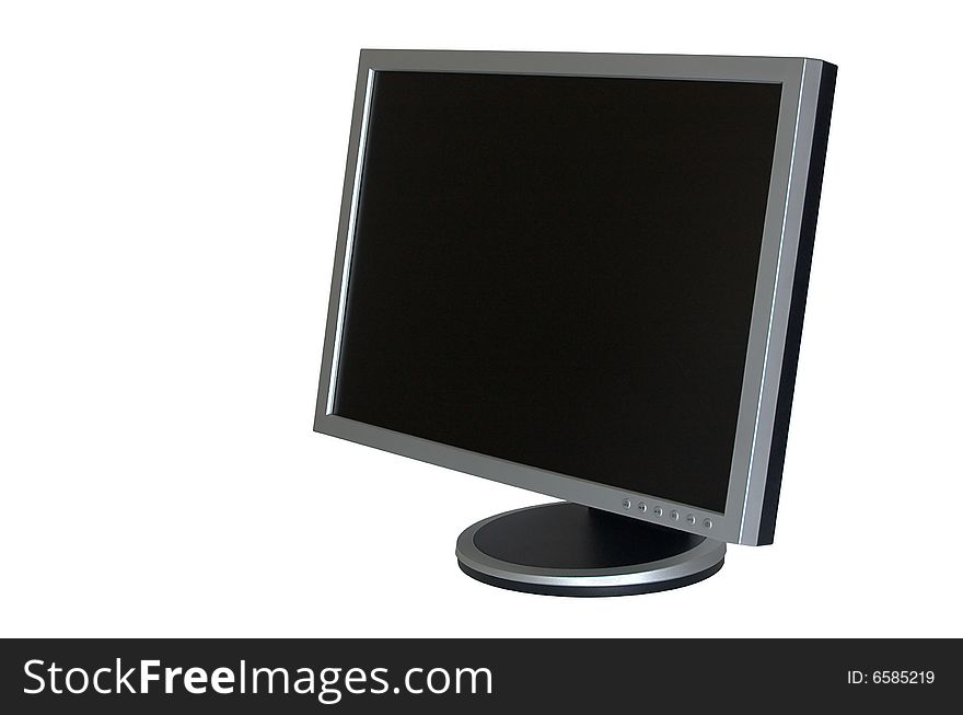 Big gray LCD monitor with empty screen