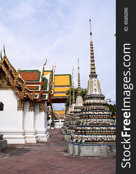 Colorful Buddha tower in bangkok thailand religious
