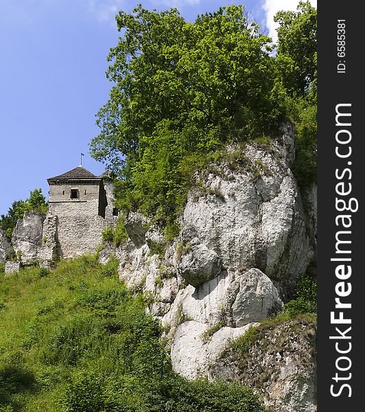 Tower of the Ojcow castle. It is one of the medieval fortresses in the Jura region (Poland). All the fortifications are called Eagles' Nests. Tower of the Ojcow castle. It is one of the medieval fortresses in the Jura region (Poland). All the fortifications are called Eagles' Nests.