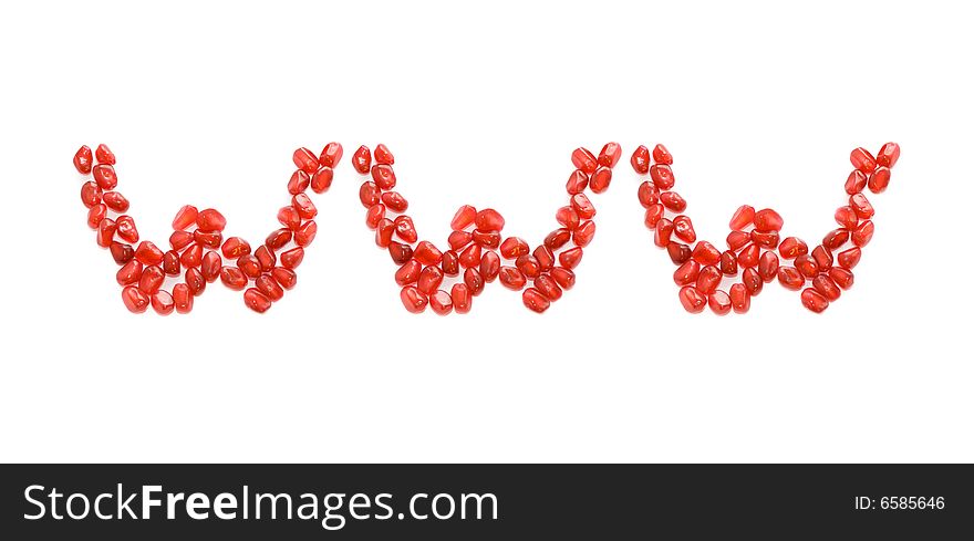 Www in red pomegranate letters