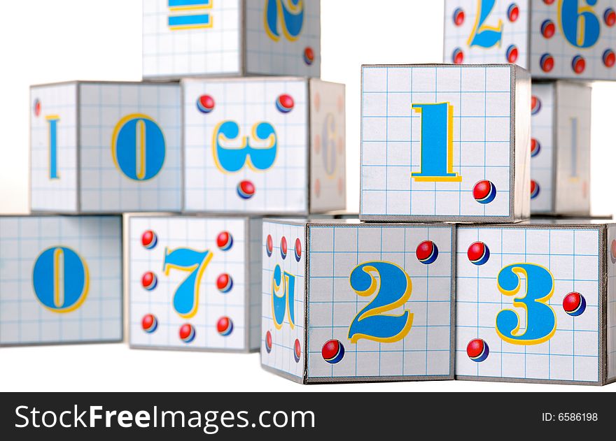 Figures on cubes. The image of the various figures, isolated on a white background