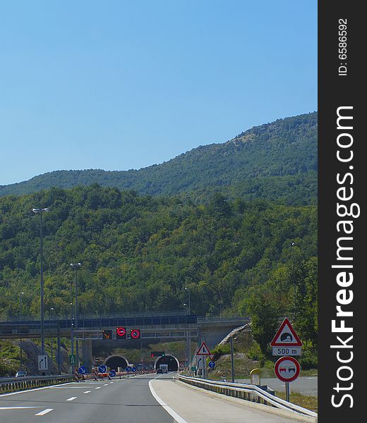 Mountain tunnel entrance in Croatia: Sveti Rok under Velebit mountain, which connects the Croatian regions of Lika (mainland) with Dalmatia (seaside)