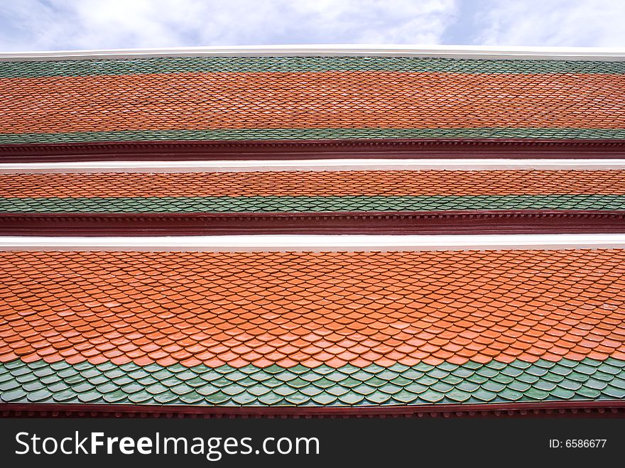 Golden roof with pattern in grand palace bangkok