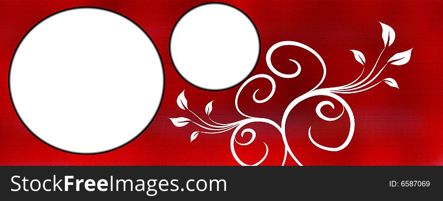 Floral frames in red texture background