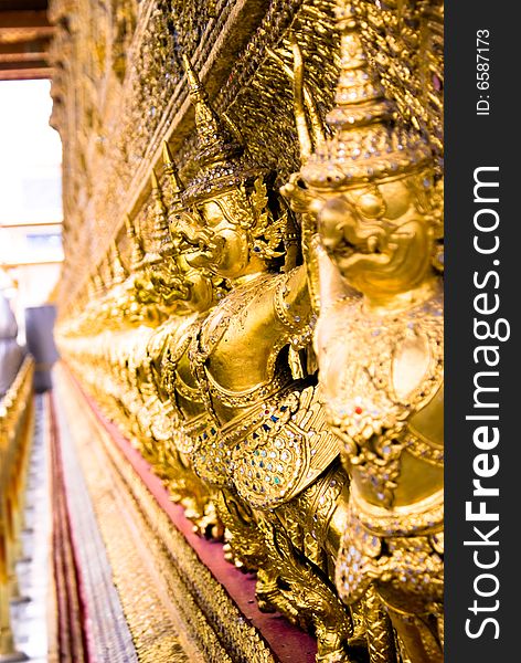 Golden budda statue in grand palace of bangkok