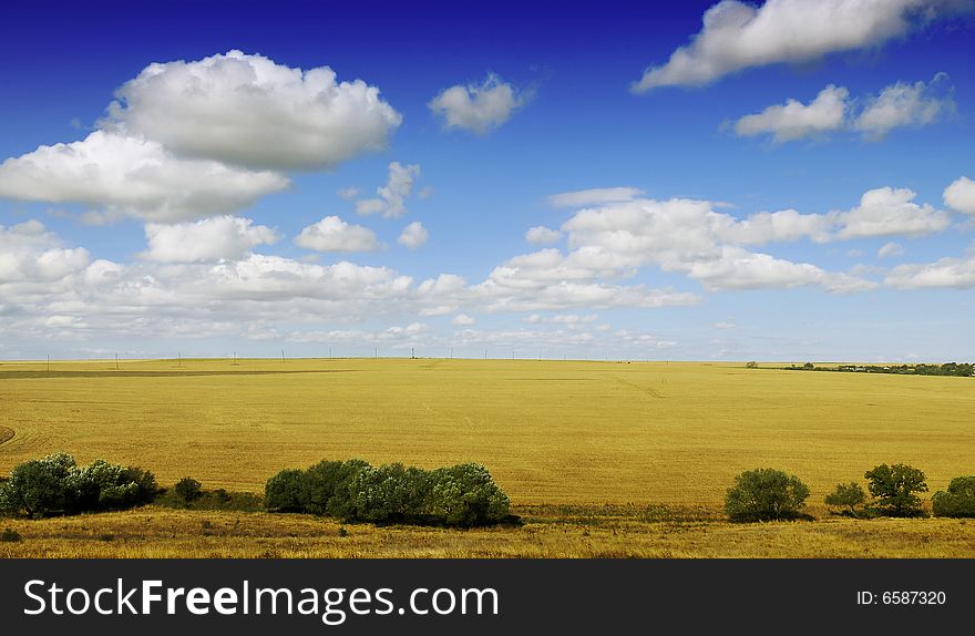Autumn landscape with cloudy sky