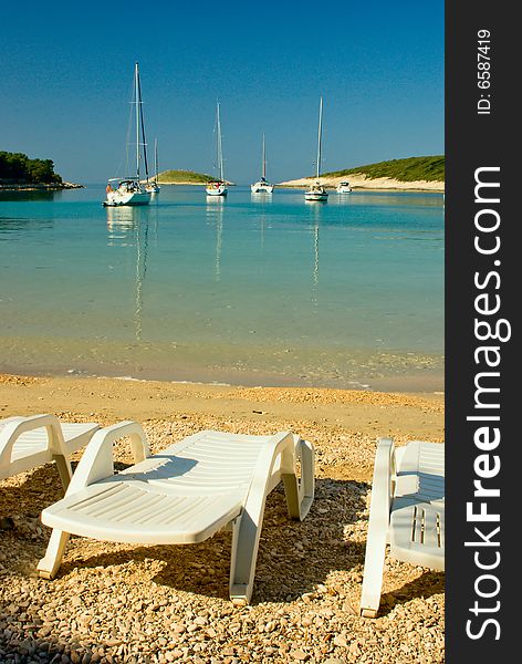 Beach Sun Lounger Near Sea Lagoon Of Yachting Club