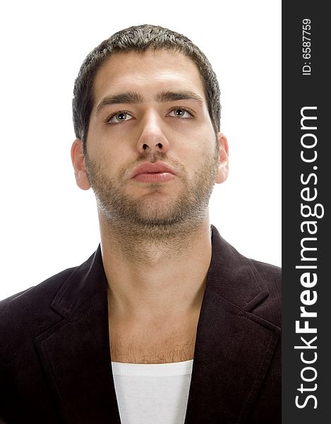 Front view of young handsome man on an isolated white background