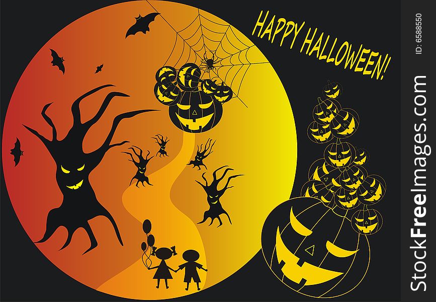 Halloween background with pumpkins,bats,spider and children
Vector format is also available. Halloween background with pumpkins,bats,spider and children
Vector format is also available
