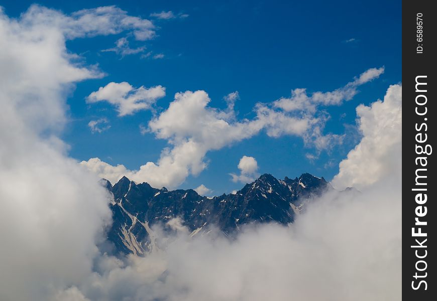 Mountains and clouds. Caucasus. Bezengi. Mountains and clouds. Caucasus. Bezengi