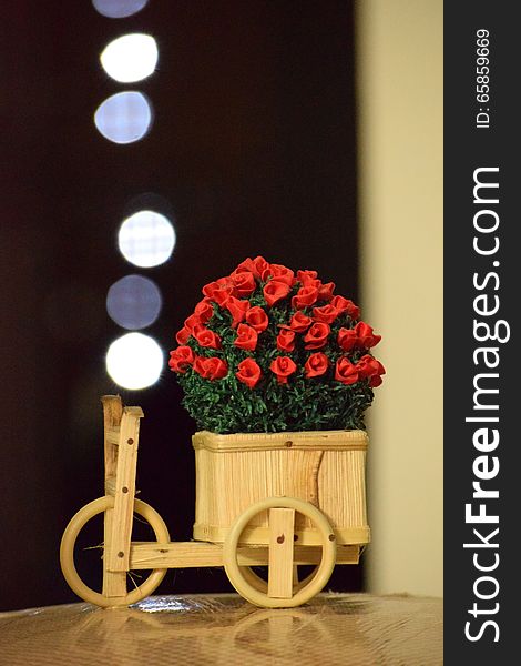 Bokeh photography with bicycle and flowers