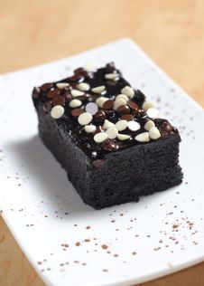 Brownie With Dark And White Chocolate Stock Photography