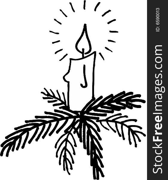 Christmas candle. christmas theme. vector image