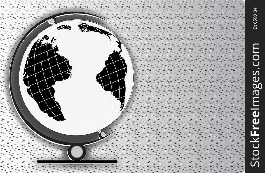 Vector illustration of black&white world globe