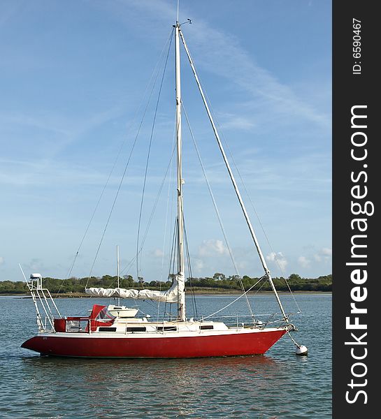 Laid up sailing vessel at an input in a gulf