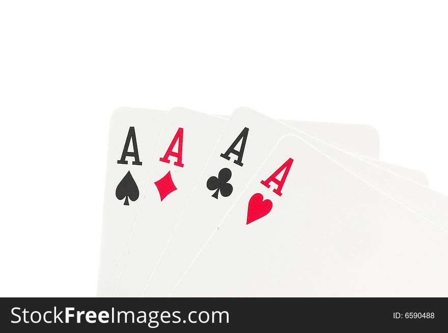 Four aces isolated on a white background