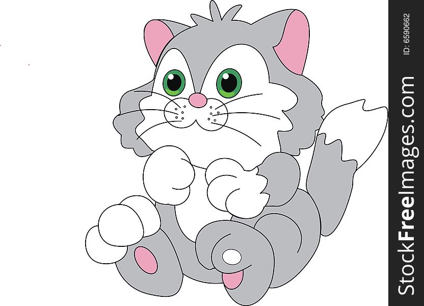 Illustration, a kitten on a white background. Illustration, a kitten on a white background