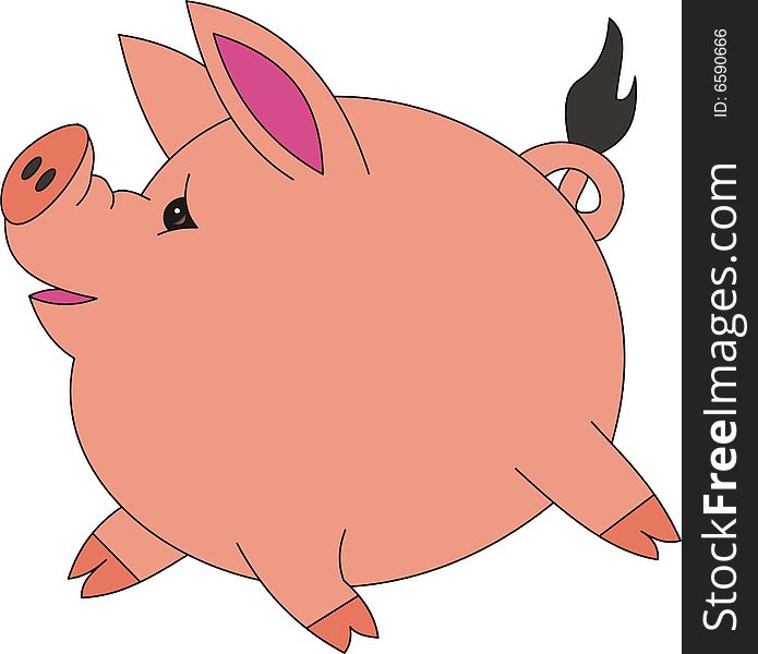 Illustration, a pig on a white background. Illustration, a pig on a white background