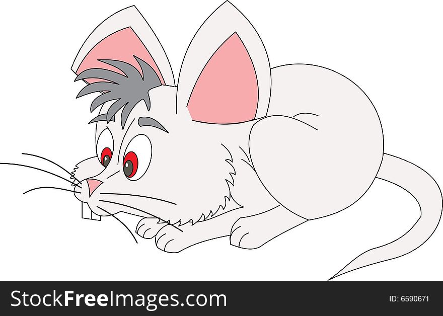 Illustration, the white mouse on a white background