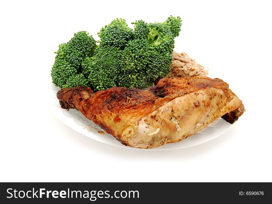 A plate of chicken and broccoli. A plate of chicken and broccoli