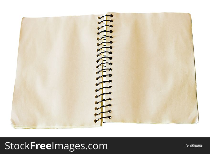 Crumpled notebook isolated on white background
